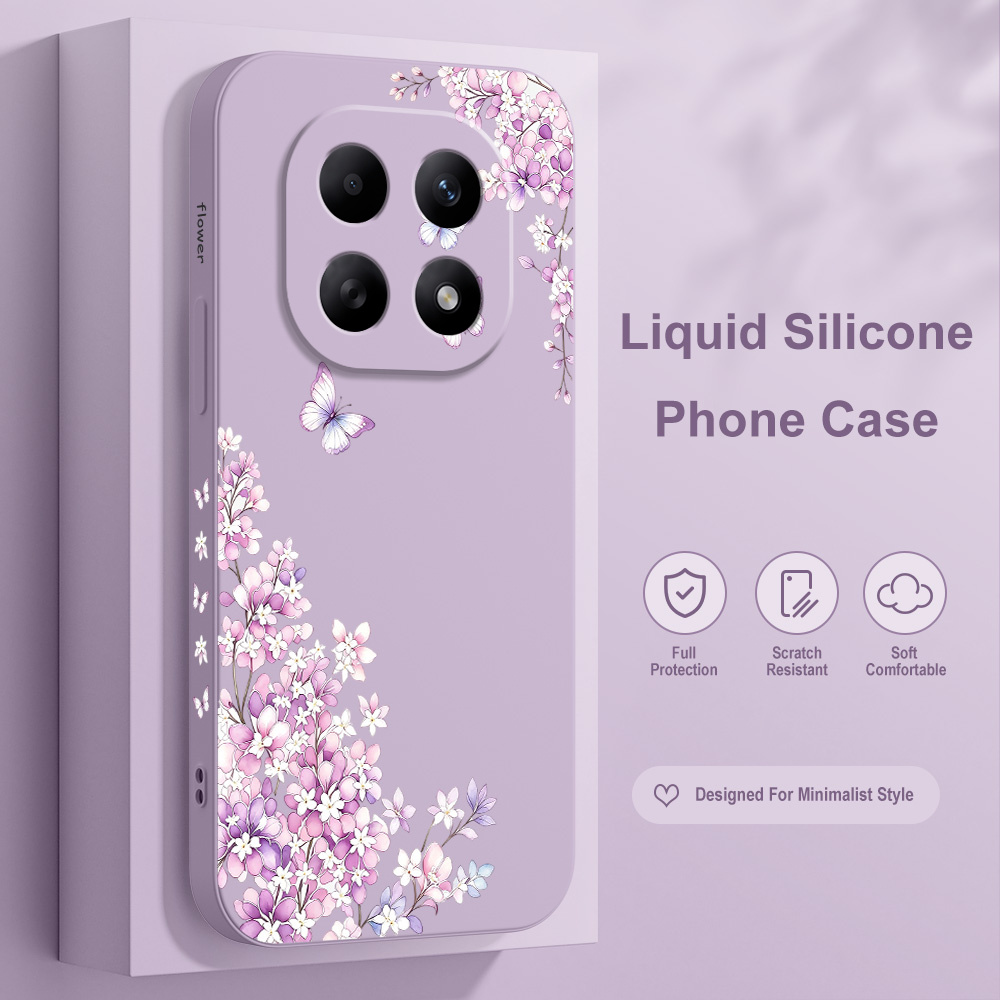 Phone Cases Xiaomi 15 - غطاء هاتف بنقشة زهور بنفسجية لهواتف