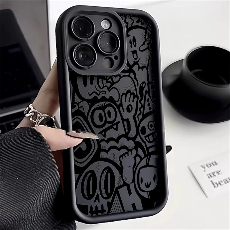Phone Cases Xr Iphone - غطاء هاتف بتصميم جرافيتي أسود لآيفون
