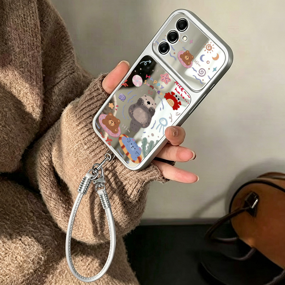 حافظة مرآة بتصميم دب كرتوني مع - مراجعة Phone Cases Galaxy A16 5G وسعره