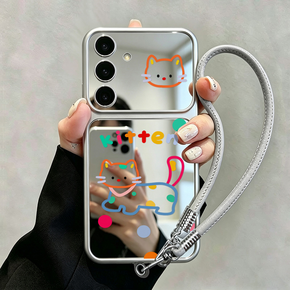 حافظة مرآة بتصميم قطة لطيفة مع - مراجعة Phone Cases Galaxy A16 5G وسعره